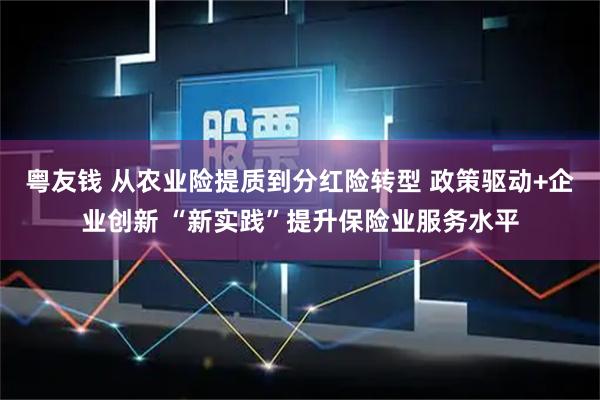 粤友钱 从农业险提质到分红险转型 政策驱动+企业创新 “新实践”提升保险业服务水平